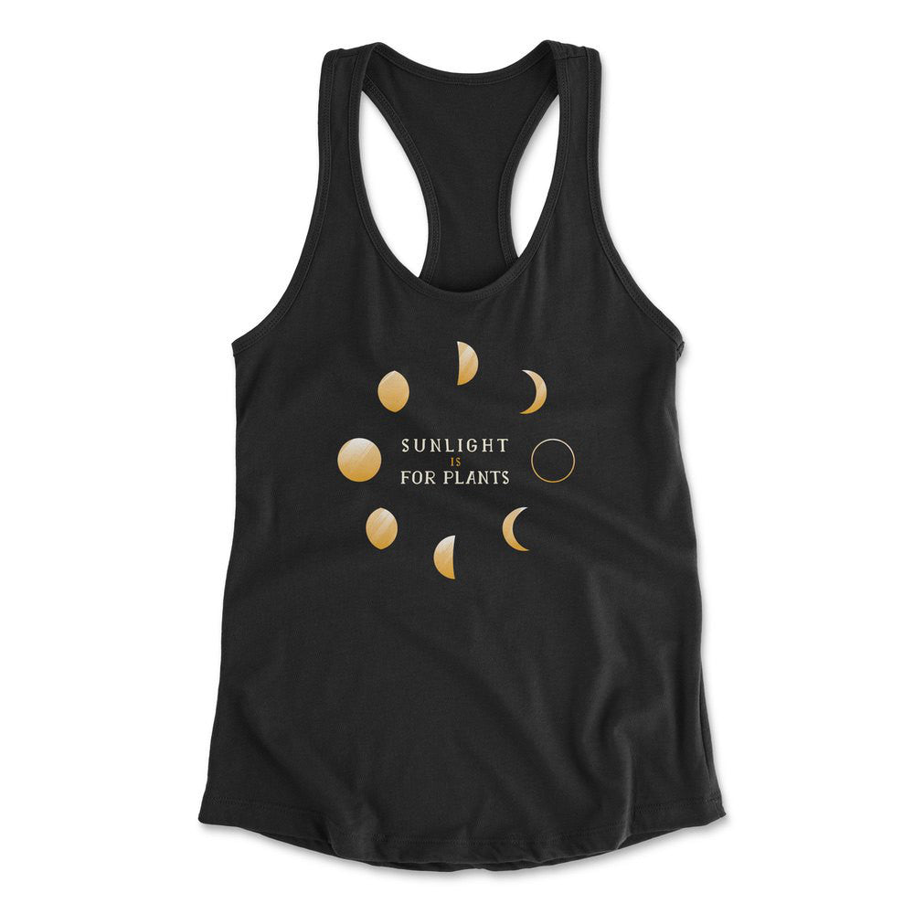 Night Moon Phases Womens Racerback Tank in Black color