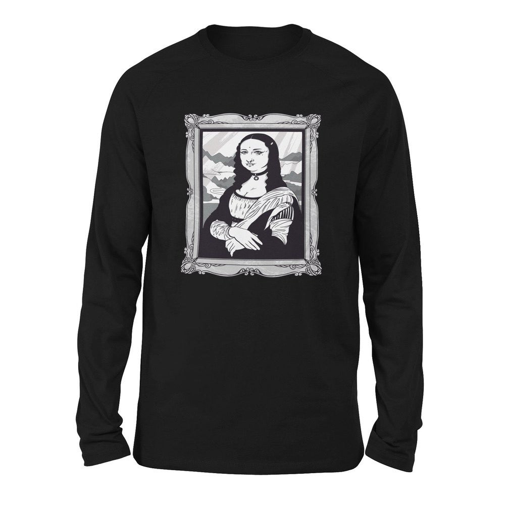 Gothic Monalisa Men/Unisex Drop Shoulder Sweatshirt in Black color