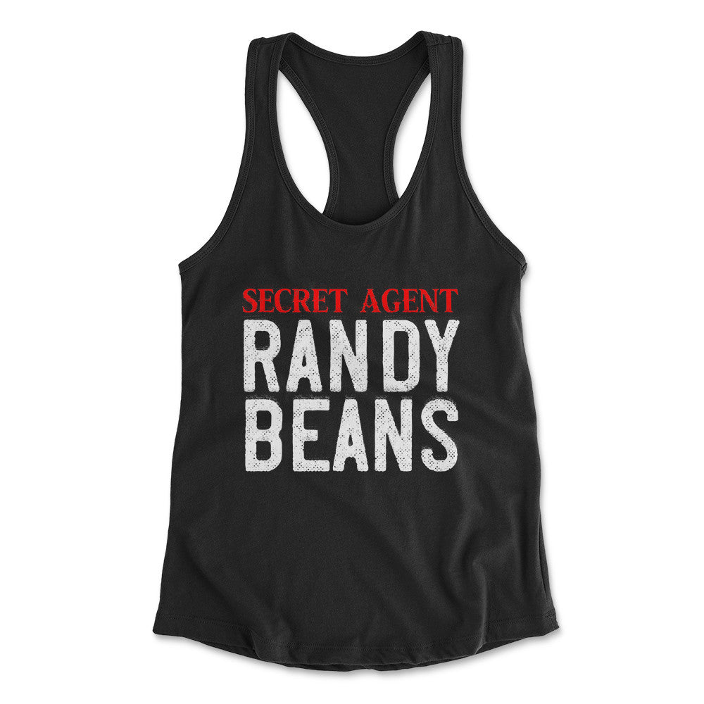 Secret Agent Randy Beans Womens Racerback Tank in Black color