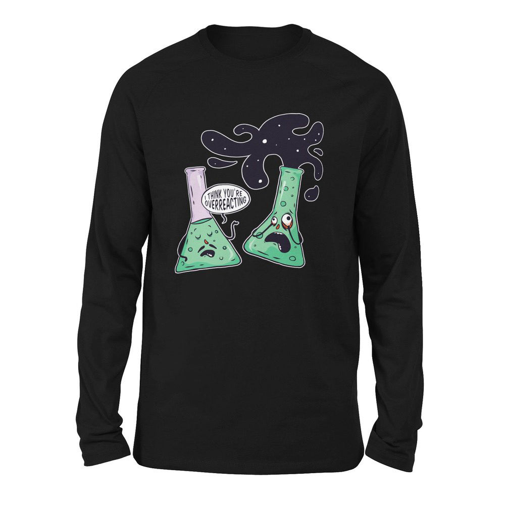 I Think You're Overreacting Men/Unisex Drop Shoulder Sweatshirt in Black color