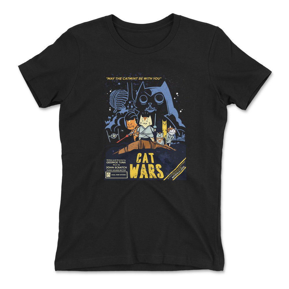 Cat Wars - May The Cat Mint Be With You Womens T-Shirt in Black color