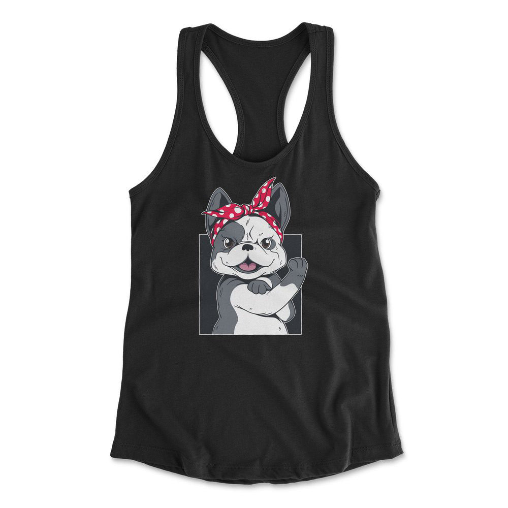 French Bulldog Womens Racerback Tank in Black color