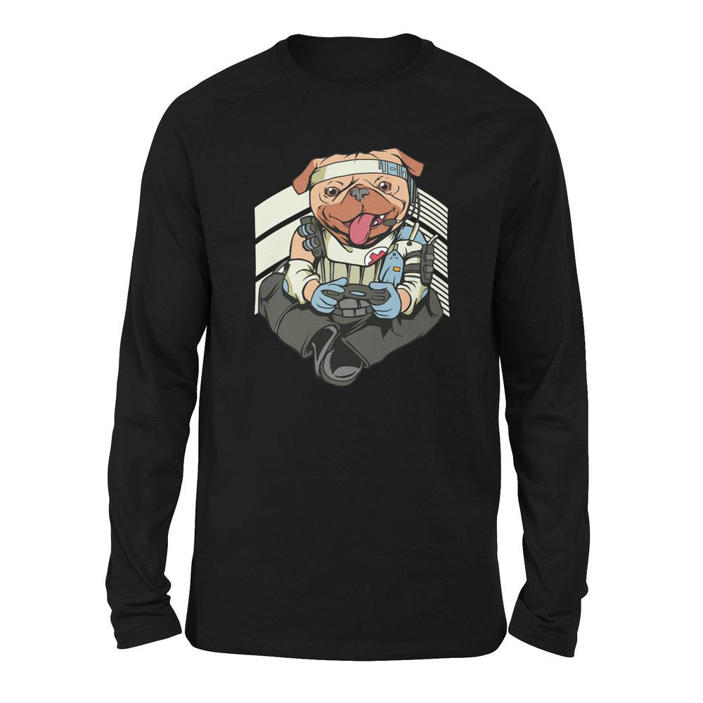 Lifeline Pug Apex Gamer Men/Unisex Drop Shoulder Sweatshirt in Black color