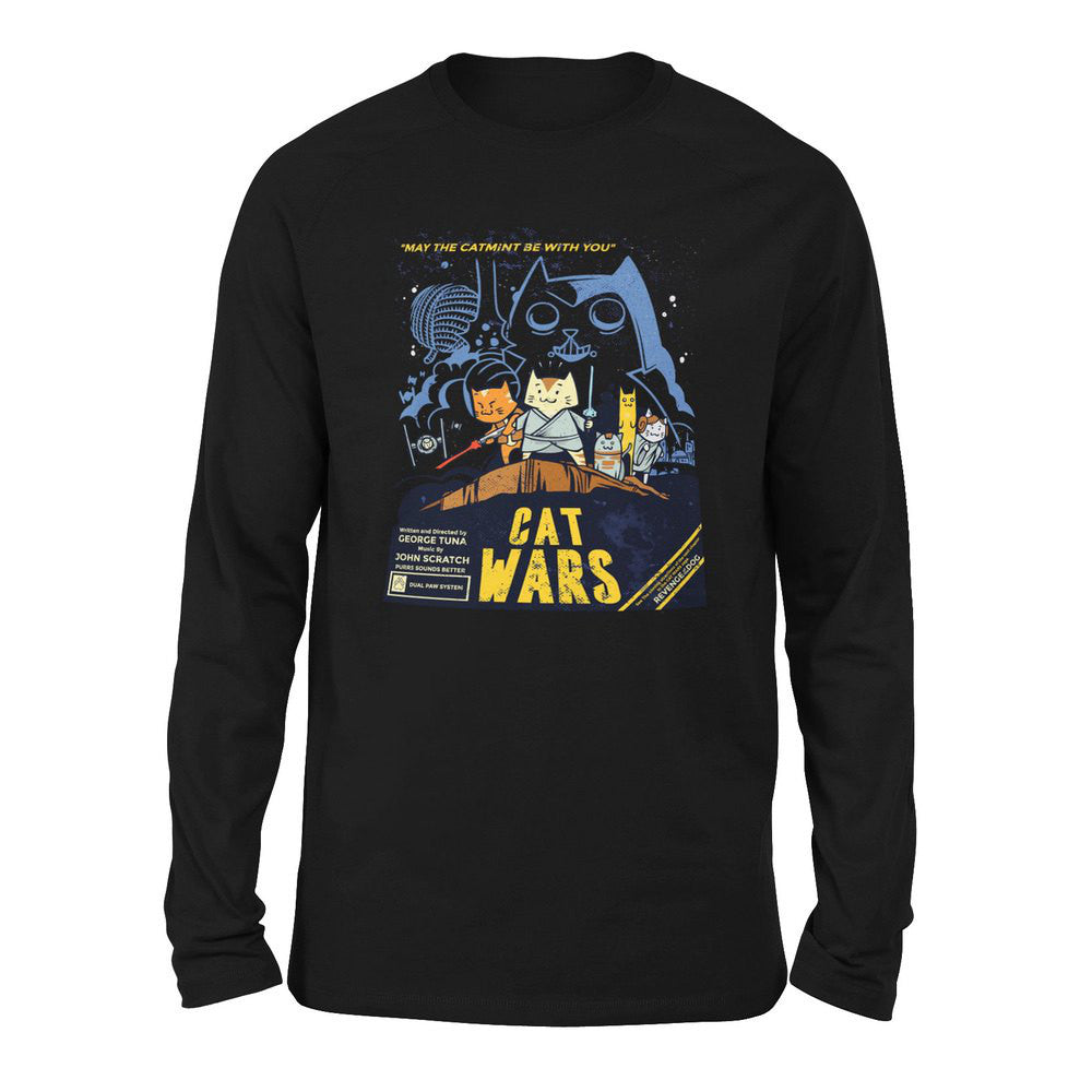 Cat Wars - May The Cat Mint Be With You Men/Unisex Drop Shoulder Sweatshirt in Black color