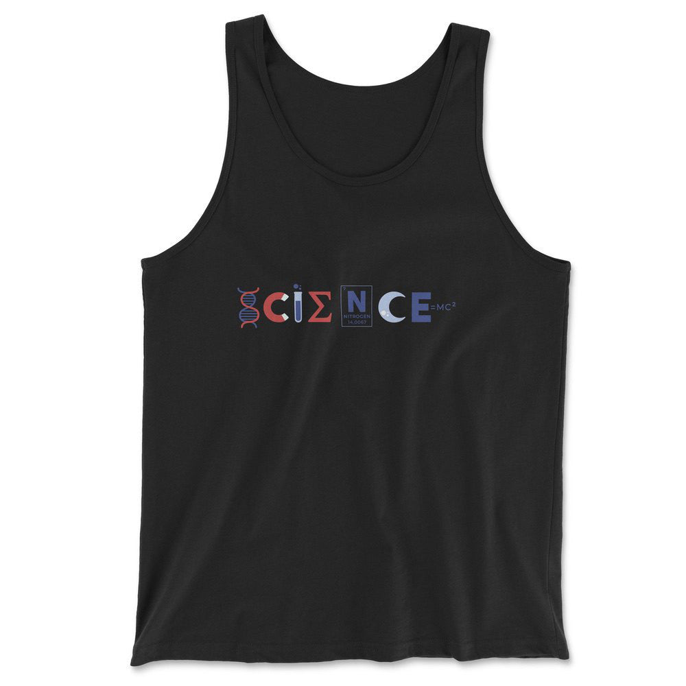Science Lettering Men/Unisex Tank in Black color