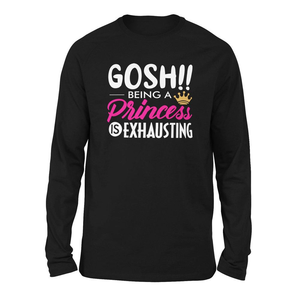 Gosh!! Being A Pricess Is Exhausting Men/Unisex Drop Shoulder Sweatshirt in Black color