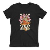 Planet Oil Squeezer Womens T-Shirt in Black color