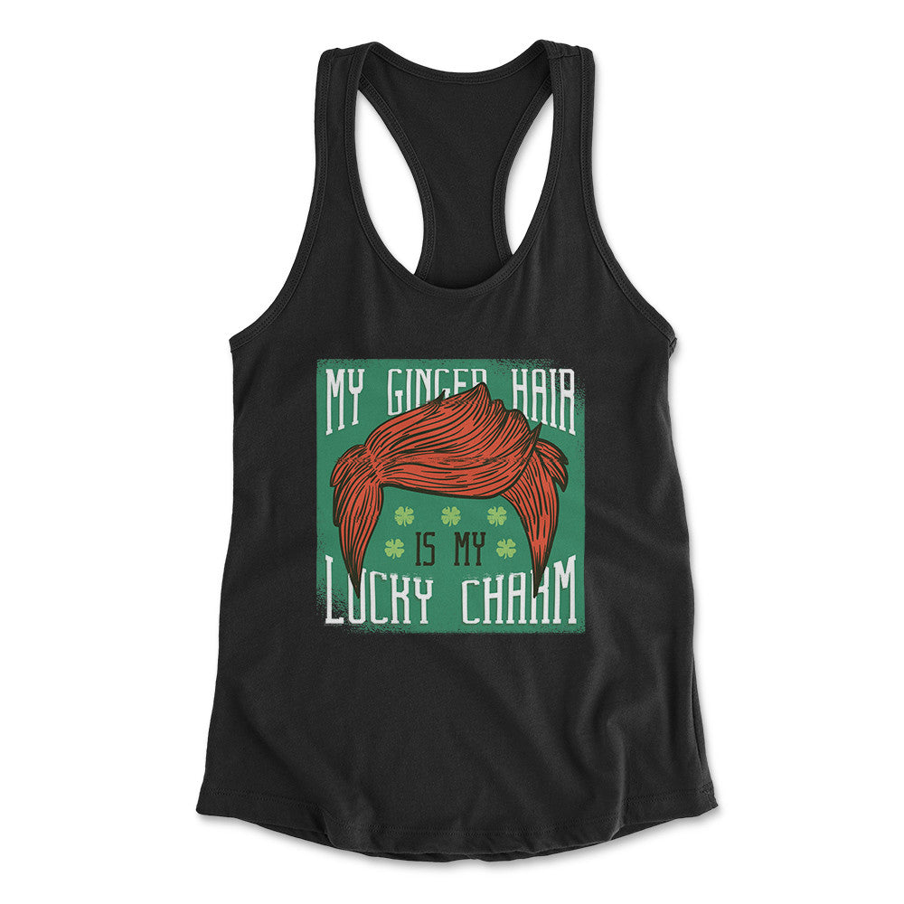 My Ginger Hair Is My Lucky Charm Womens Racerback Tank in Black color