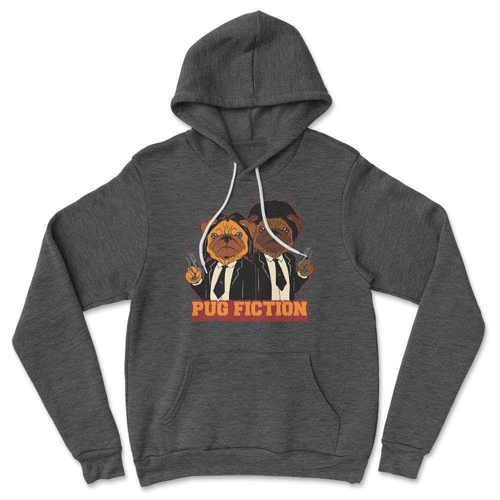 Pug Fiction Hoodie in Dark Grey Heather color