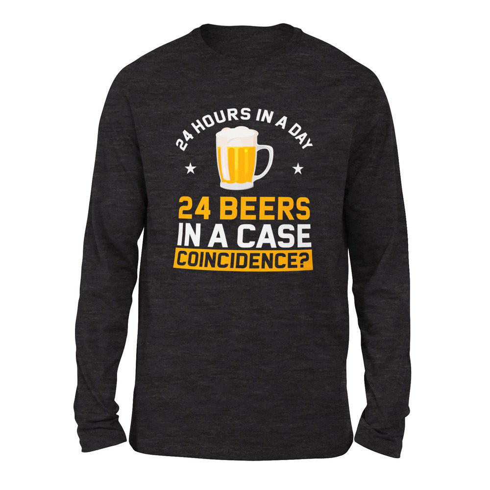 24 Hours In A Day, 24 Beers In A Case. Coincidence Men/Unisex Drop Shoulder Sweatshirt in Dark Grey Heather color