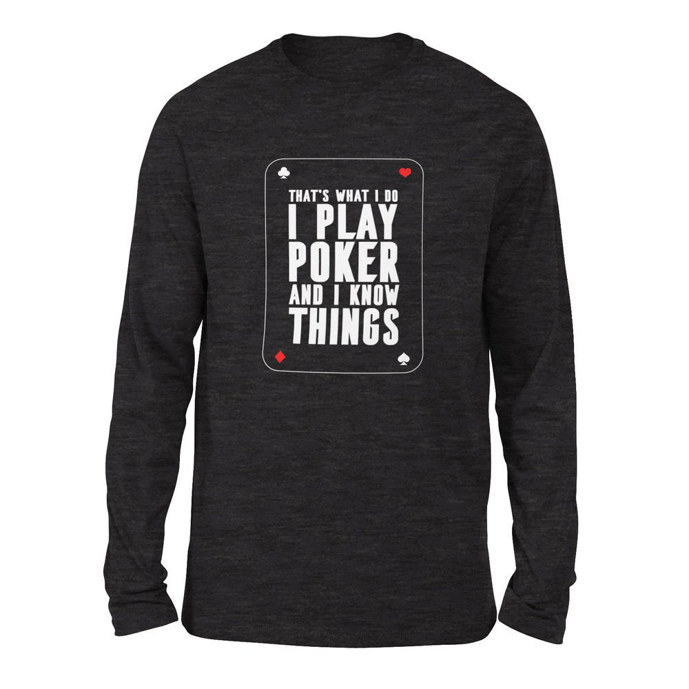 Play Poker Men/Unisex Drop Shoulder Sweatshirt in Dark Grey Heather color