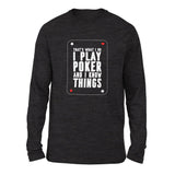 Play Poker Men/Unisex Drop Shoulder Sweatshirt in Dark Grey Heather color