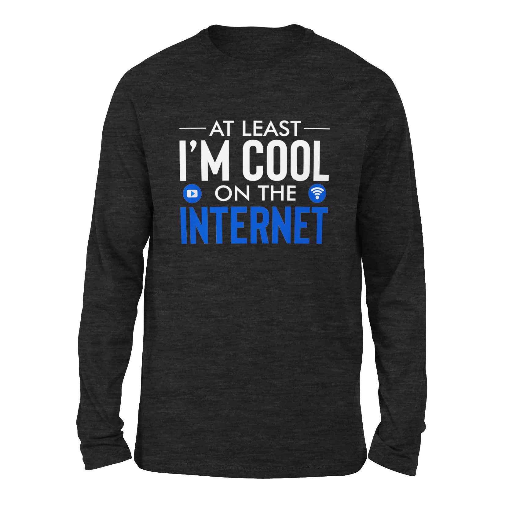 Atleast I'm Cool On The Internet Men/Unisex Drop Shoulder Sweatshirt in Dark Grey Heather color