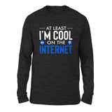 Atleast I'm Cool On The Internet Men/Unisex Drop Shoulder Sweatshirt in Dark Grey Heather color
