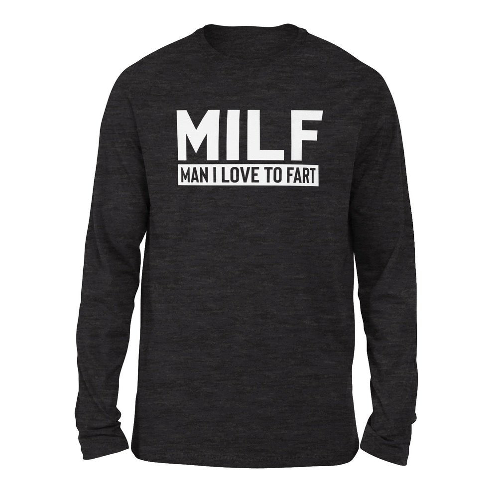 MILF - Man I Love To Fart Men/Unisex Drop Shoulder Sweatshirt in Dark Grey Heather color