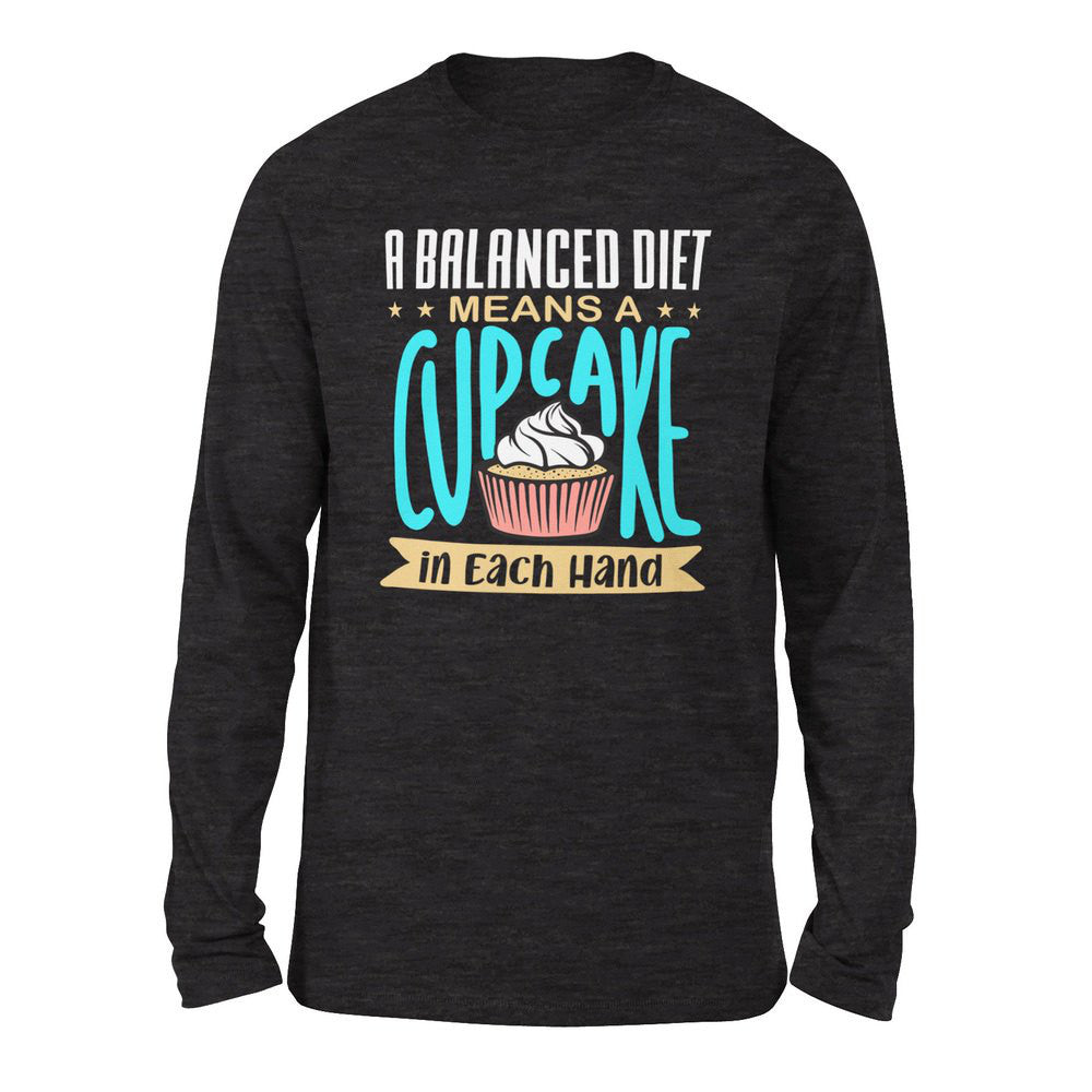 A Balanced Diet Means, A Cake In Each Hand Men/Unisex Drop Shoulder Sweatshirt in Dark Grey Heather color