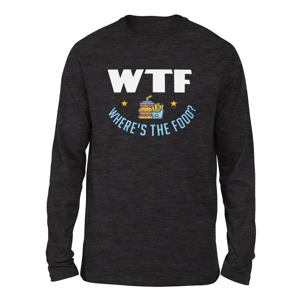 WTF - Where's The Food Men/Unisex Drop Shoulder Sweatshirt in Dark Grey Heather color