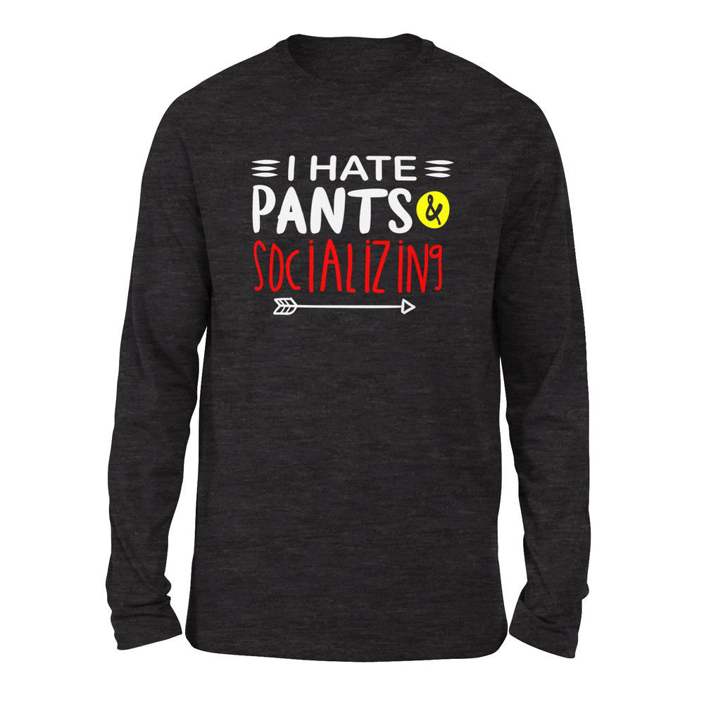 I Hate Pants & Socializing Men/Unisex Drop Shoulder Sweatshirt in Dark Grey Heather color