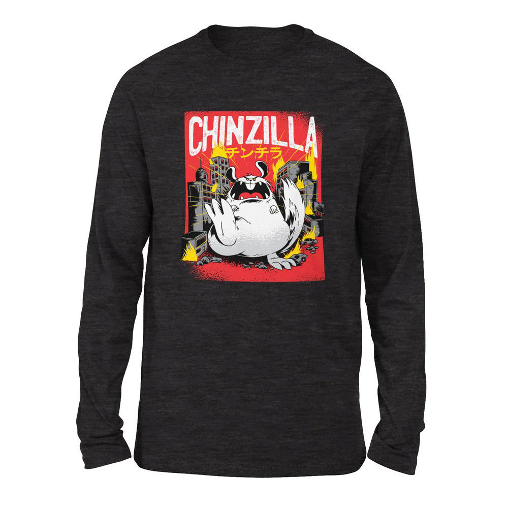 Chinzilla Monster Men/Unisex Drop Shoulder Sweatshirt in Dark Grey Heather color