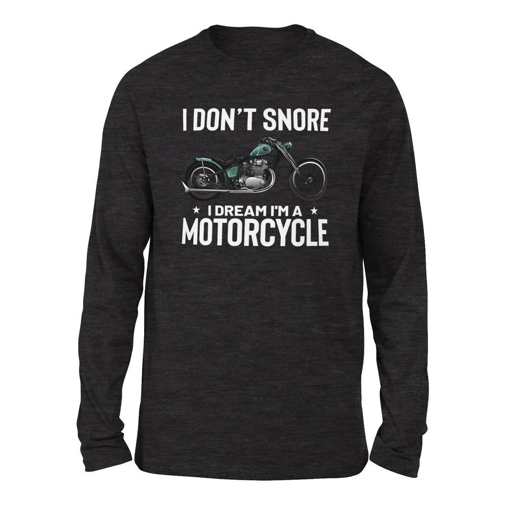 I Don't Snore, I Dream I'm A Motorcycle Men/Unisex Drop Shoulder Sweatshirt in Dark Grey Heather color