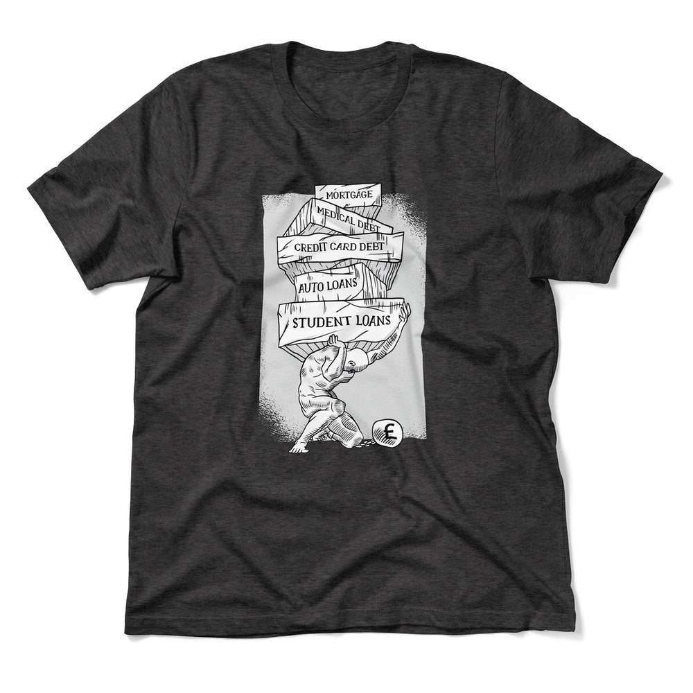 Debt Atlas Men/Unisex T-Shirt in Dark Grey Heather color