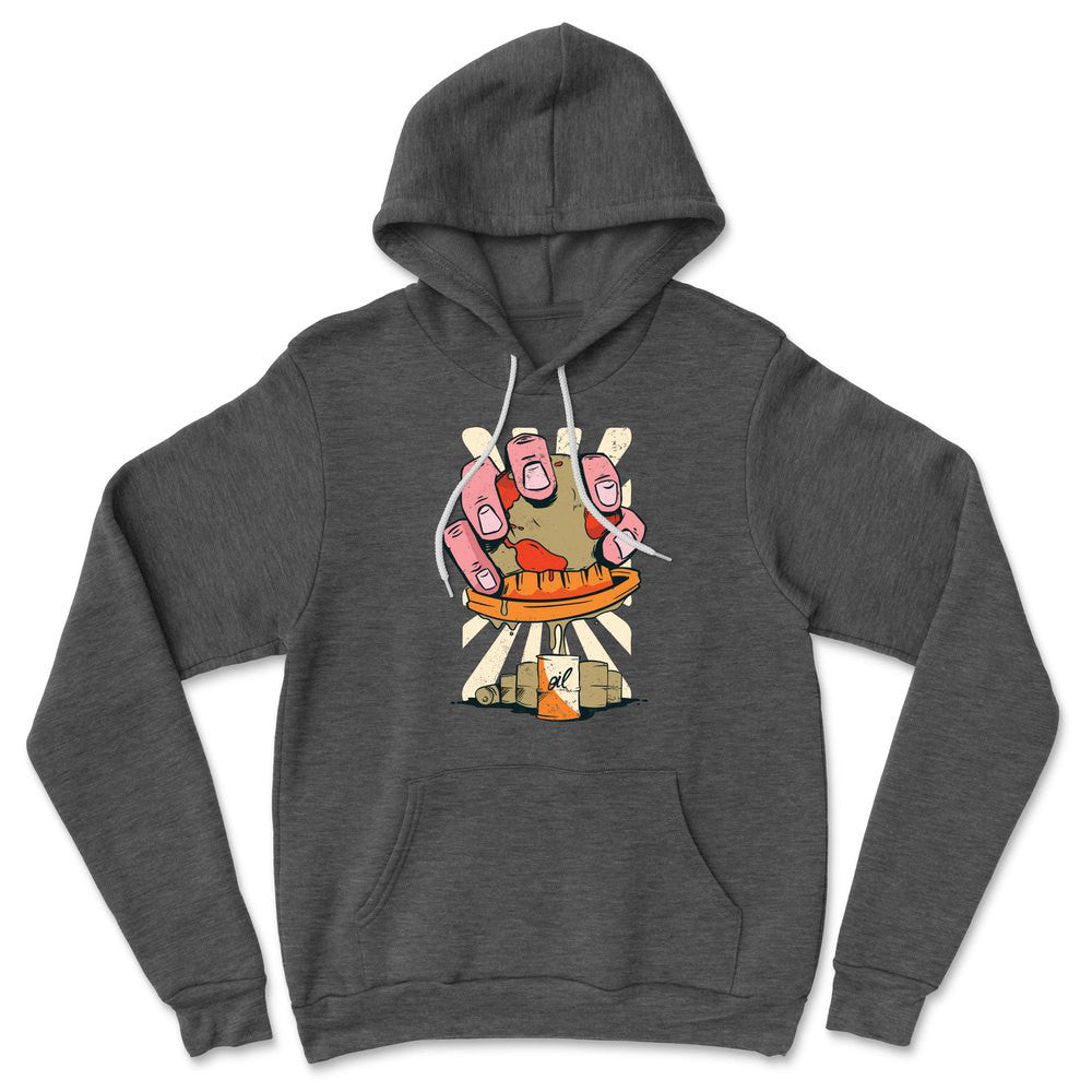 Planet Oil Squeezer Hoodie in Dark Grey Heather color