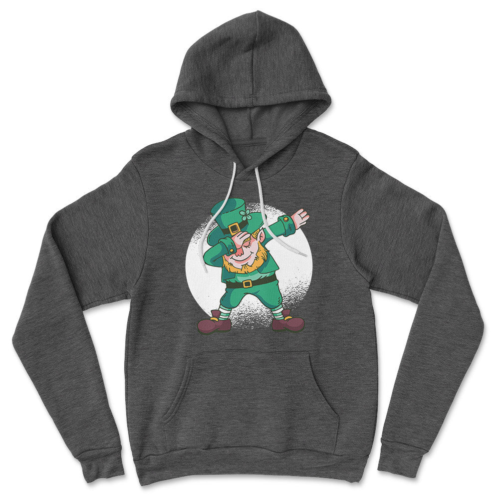 Leprechaun Dabbing Hoodie in Dark Grey Heather color