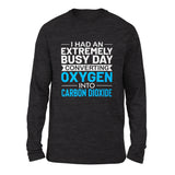 I Had An Extremely Busy Day Converting O2 To Co2 Men/Unisex Drop Shoulder Sweatshirt in Dark Grey Heather color