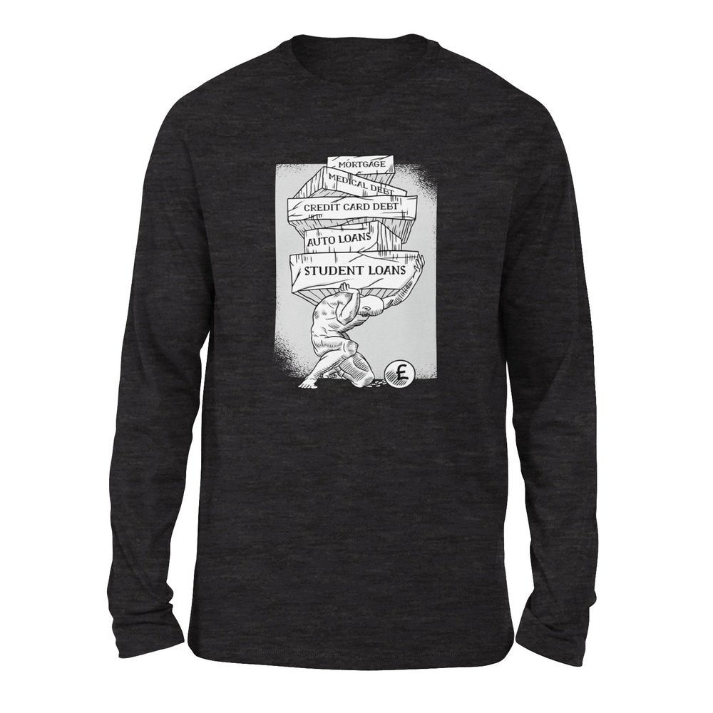 Debt Atlas Men/Unisex Drop Shoulder Sweatshirt in Dark Grey Heather color