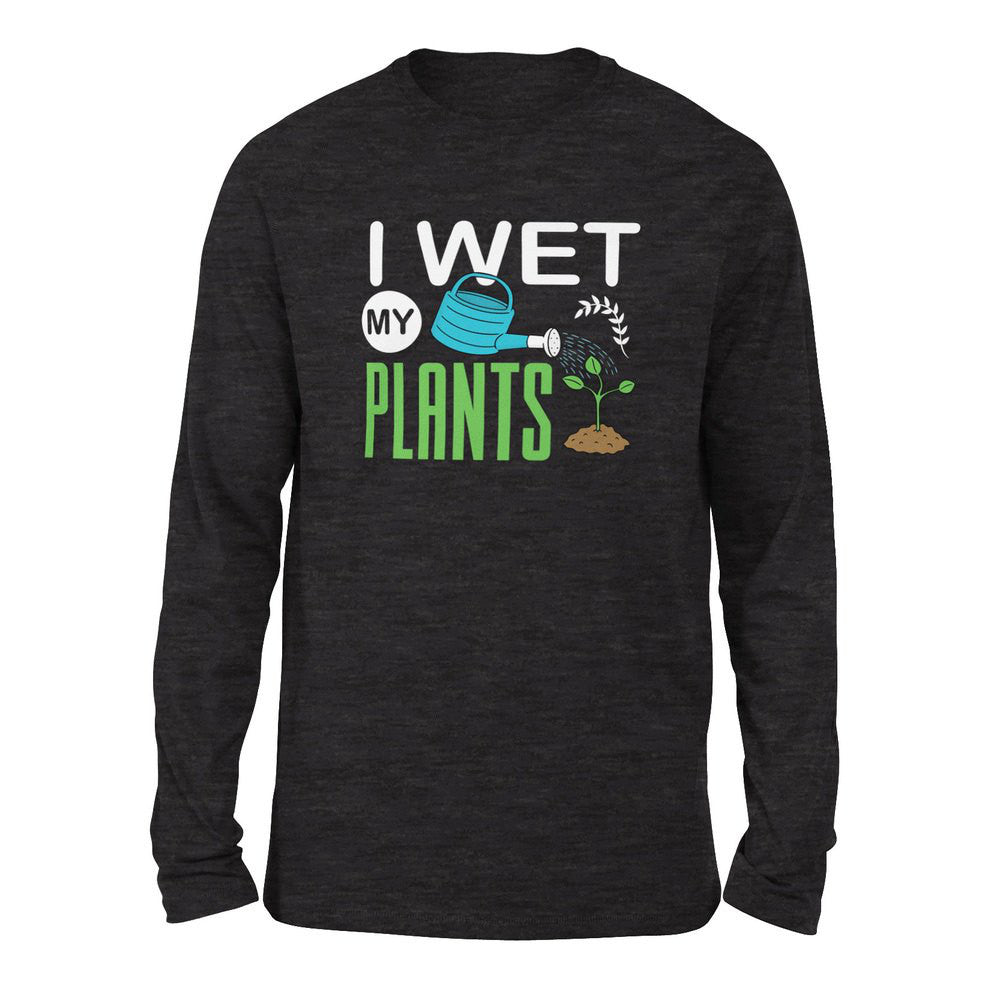 I Wet My Plants Men/Unisex Drop Shoulder Sweatshirt in Dark Grey Heather color