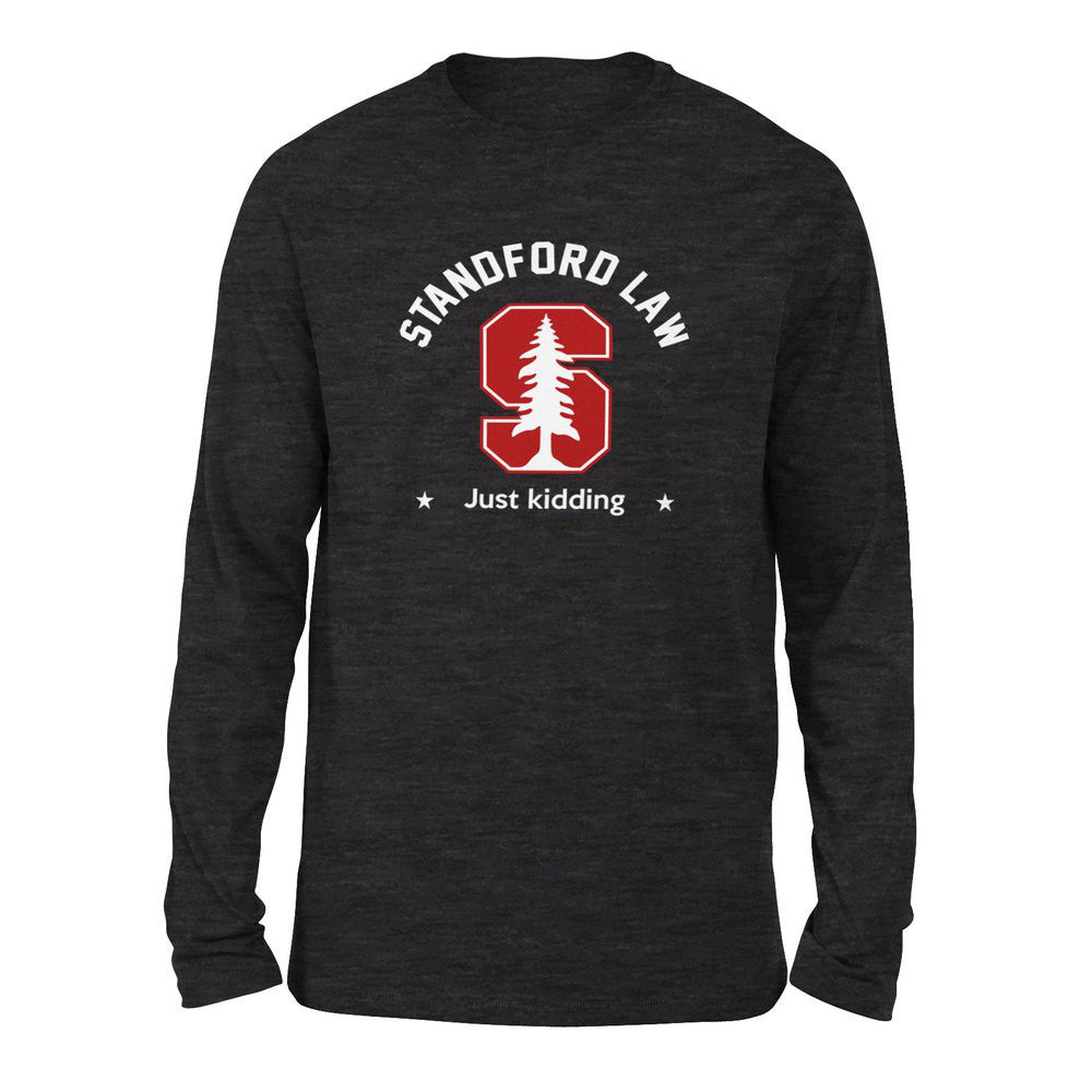 Stanford Law, Just Kidding Men/Unisex Drop Shoulder Sweatshirt in Dark Grey Heather color