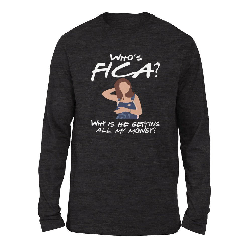 Who's Fica, Why Is He Getting All My Money Men/Unisex Drop Shoulder Sweatshirt in Dark Grey Heather color