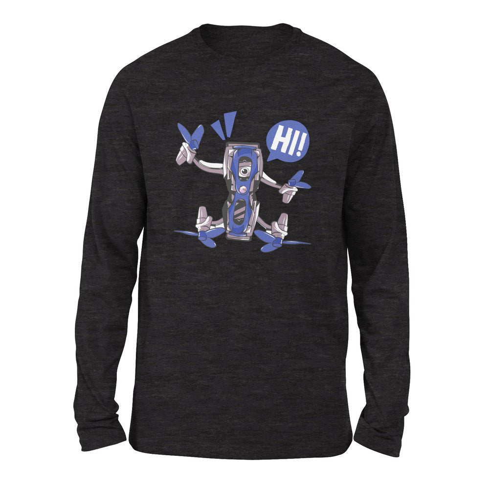 Quadcopter Robot Men/Unisex Drop Shoulder Sweatshirt in Dark Grey Heather color