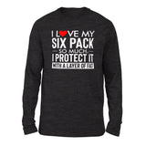 I Love My Six Pack So Much, I Protect It With A Layer Of Fat Men/Unisex Drop Shoulder Sweatshirt in Dark Grey Heather color