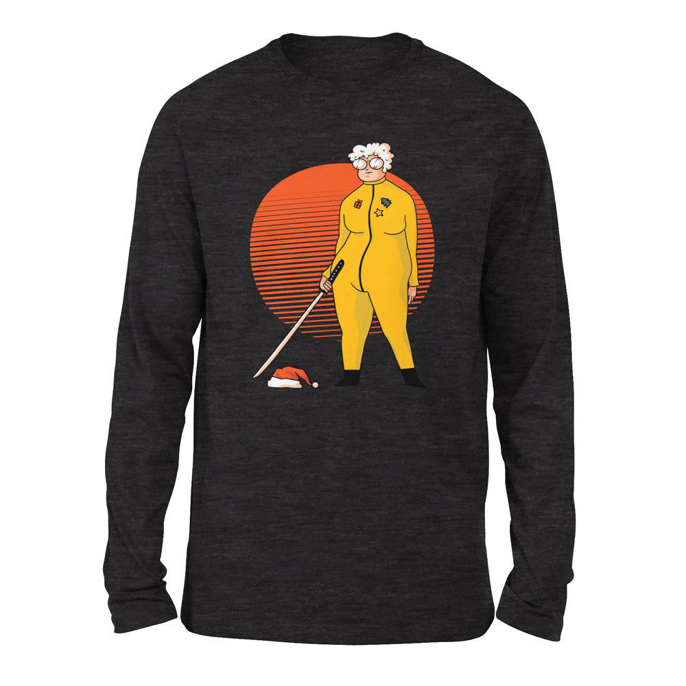Kill Bill Mrs.santa Men/Unisex Drop Shoulder Sweatshirt in Dark Grey Heather color