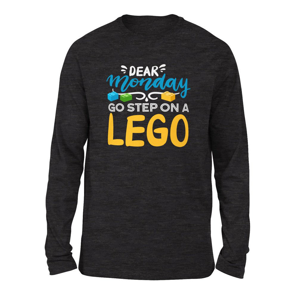 Dear Monday, Go Step On A Lego Men/Unisex Drop Shoulder Sweatshirt in Dark Grey Heather color