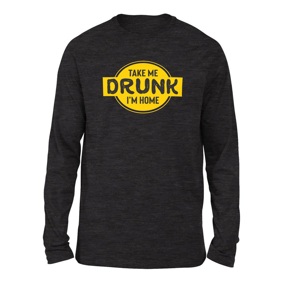 Take Me Drunk, I'm Home Men/Unisex Drop Shoulder Sweatshirt in Dark Grey Heather color