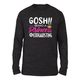 Gosh!! Being A Pricess Is Exhausting Men/Unisex Drop Shoulder Sweatshirt in Dark Grey Heather color