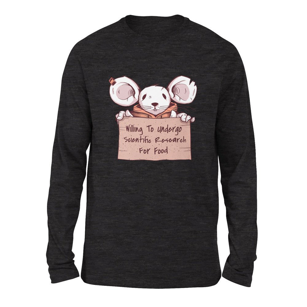 Willing To Undergo Scientific Research For Food Men/Unisex Drop Shoulder Sweatshirt in Dark Grey Heather color