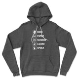 Rock Paper Scissor Lizard Spock Hoodie in Dark Grey Heather color