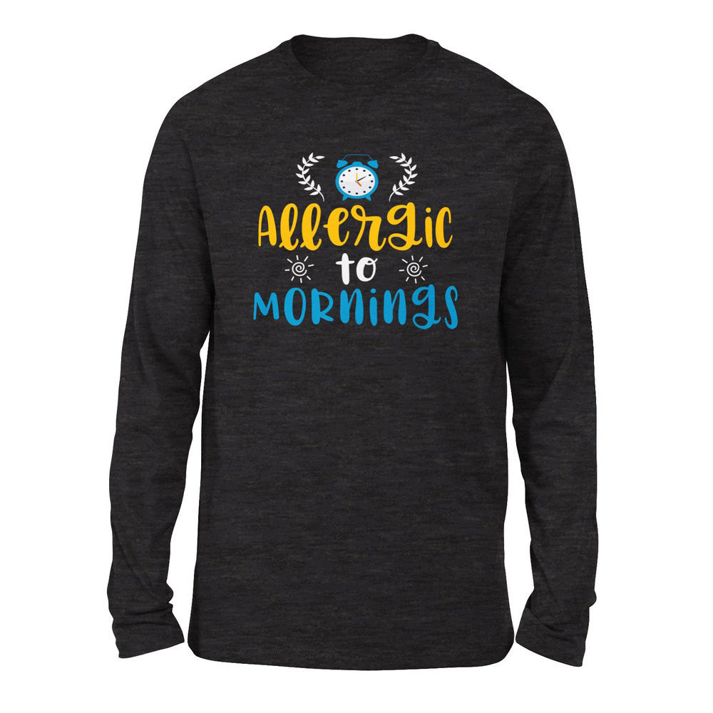 Allergic To Mornings Men/Unisex Drop Shoulder Sweatshirt in Dark Grey Heather color