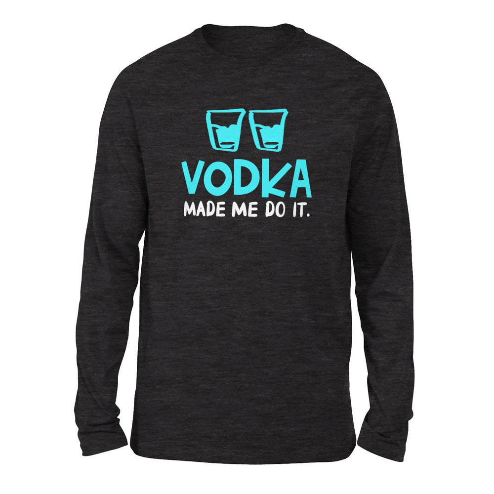 Vodka Made Me Do It Men/Unisex Drop Shoulder Sweatshirt in Dark Grey Heather color