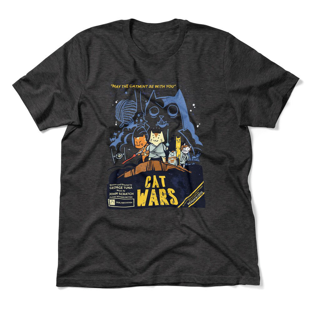 Cat Wars - May The Cat Mint Be With You Men/Unisex T-Shirt in Dark Grey Heather color