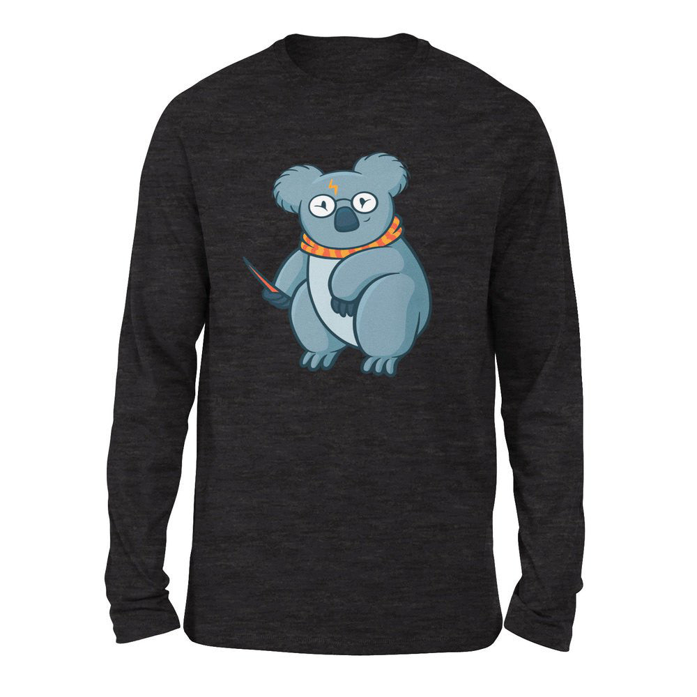 Koala Potter Men/Unisex Drop Shoulder Sweatshirt in Dark Grey Heather color