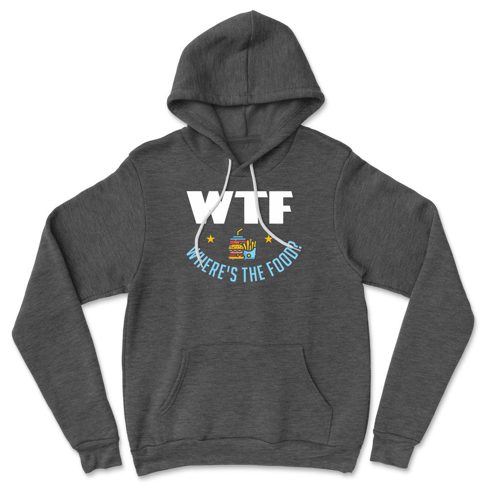 WTF - Where's The Food Hoodie in Dark Grey Heather color