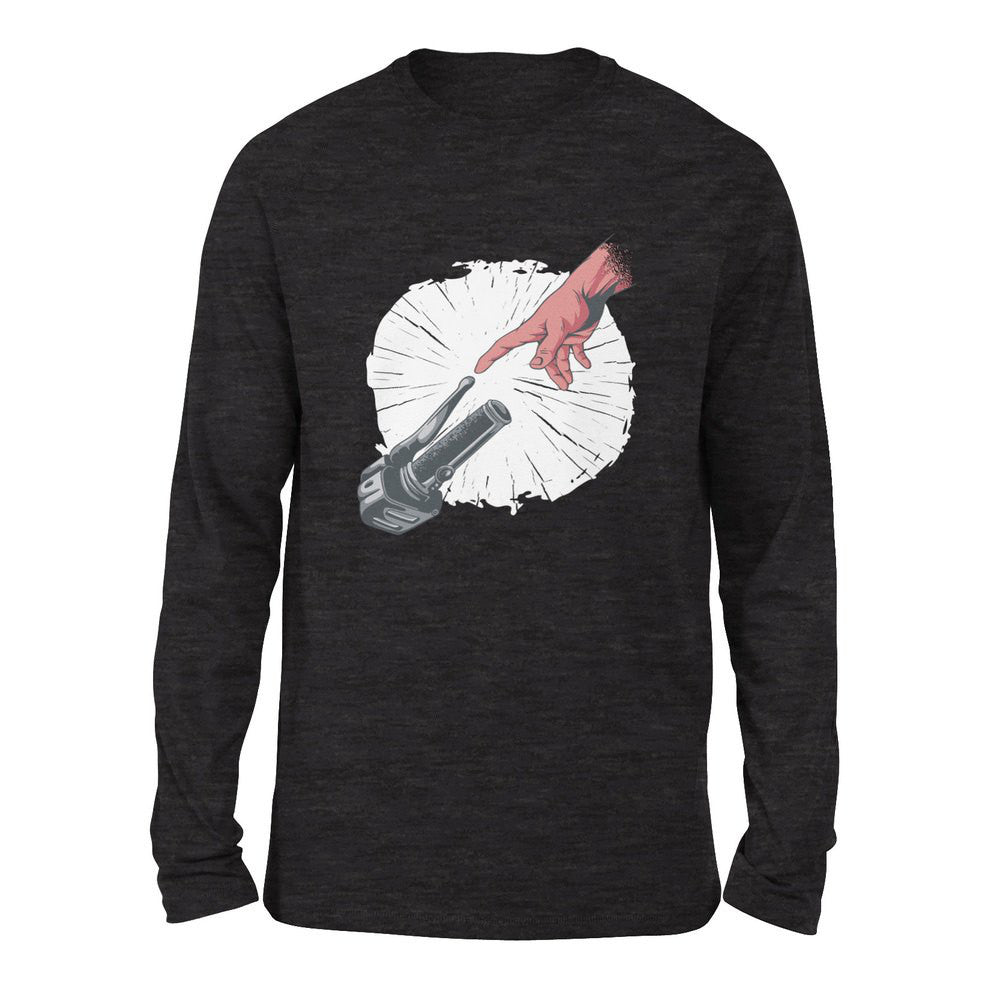 Creation Of Adam - Motorcycle Men/Unisex Drop Shoulder Sweatshirt in Dark Grey Heather color