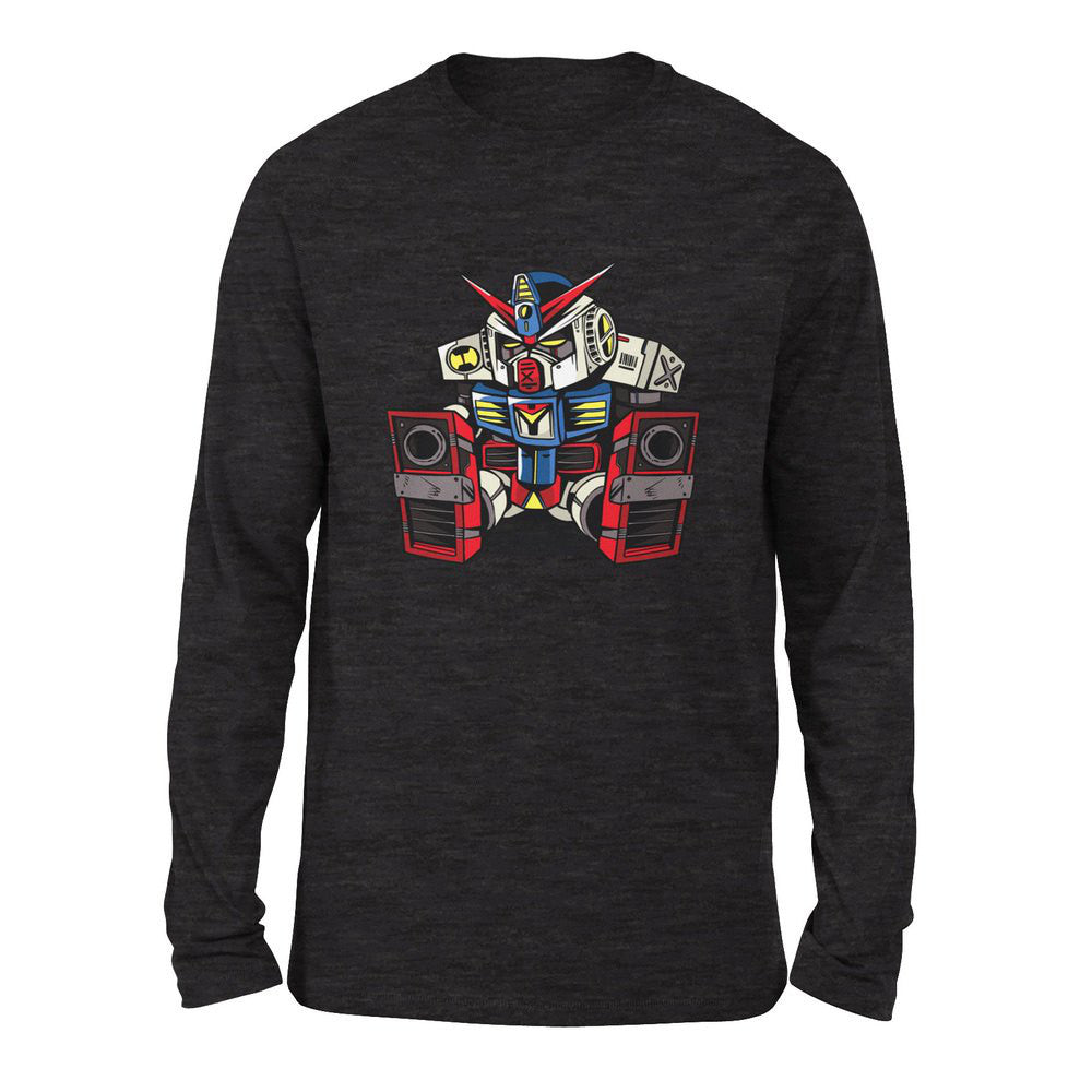 Sleepy Robot Men/Unisex Drop Shoulder Sweatshirt in Dark Grey Heather color