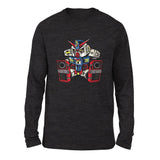 Sleepy Robot Men/Unisex Drop Shoulder Sweatshirt in Dark Grey Heather color