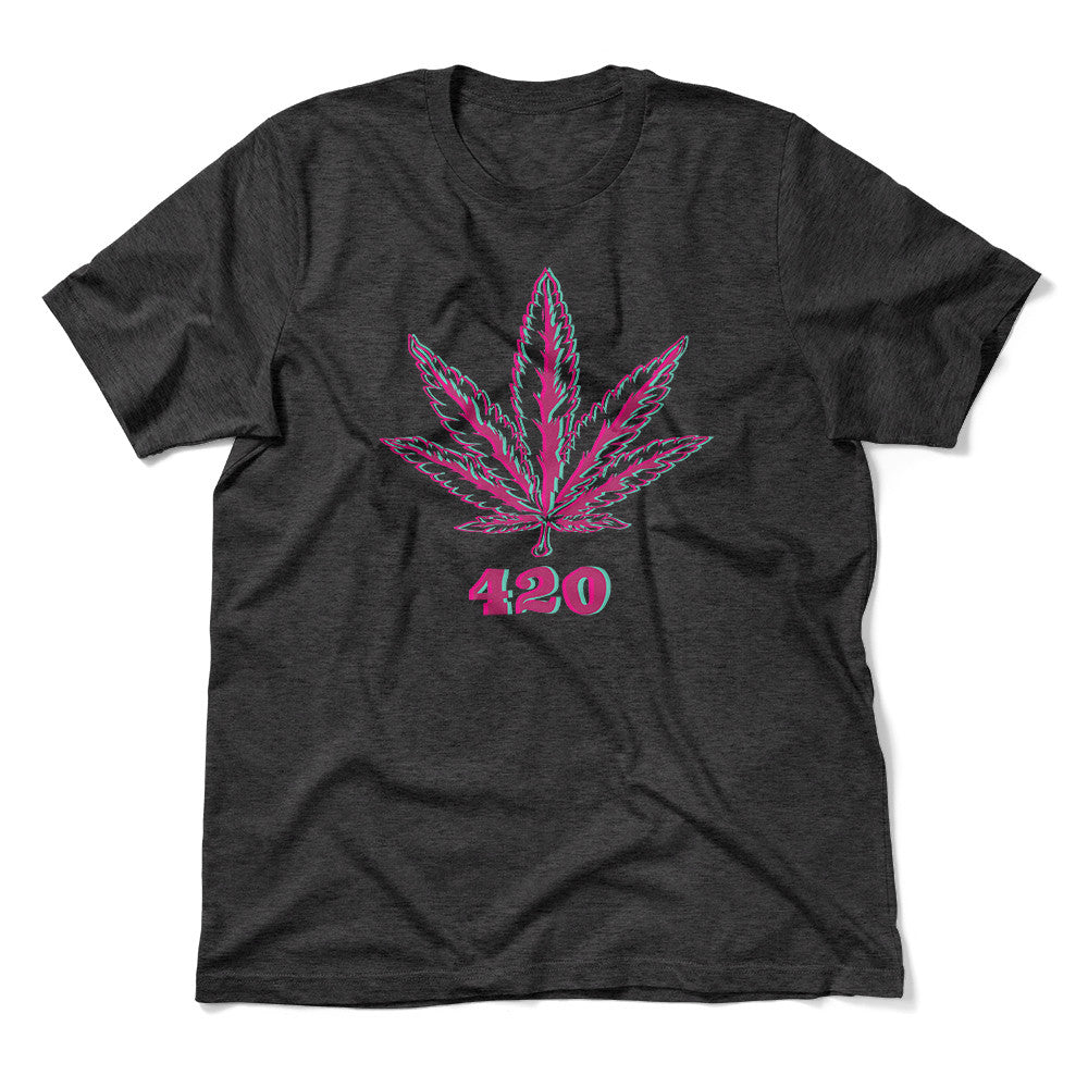 420 Hemp Leaf Men/Unisex T-Shirt in Dark Grey Heather color