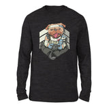 Lifeline Pug Apex Gamer Men/Unisex Drop Shoulder Sweatshirt in Dark Grey Heather color